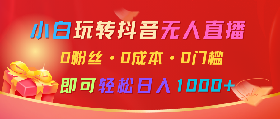 小白玩转抖音无人直播，0粉丝、0成本、0门槛，轻松日入1000+-天恒言财