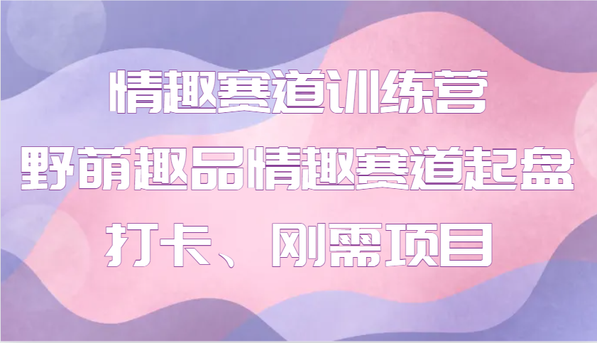 情趣赛道训练营 野萌趣品情趣赛道起盘打卡、刚需项目-天恒言财