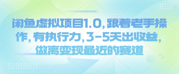 闲鱼虚拟项目1.0，跟着老手操作，有执行力，3-5天出收益，做离变现最近的赛道-天恒言财