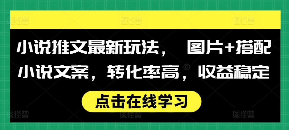 小说推文最新玩法， 图片+搭配小说文案，转化率高，收益稳定-天恒言财