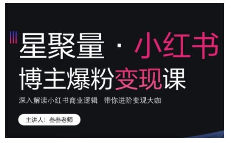 小红书博主爆粉变现课，深入解读小红书商业逻辑，带你进阶变现大咖-天恒言财