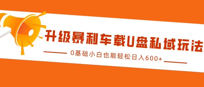 升级暴利车载U盘私域玩法，0基础小白也能轻松日入多张【揭秘】-天恒言财