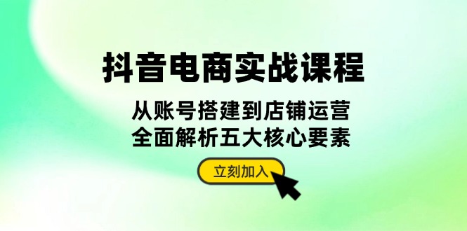 抖音 电商实战课程：从账号搭建到店铺运营，全面解析五大核心要素-天恒言财