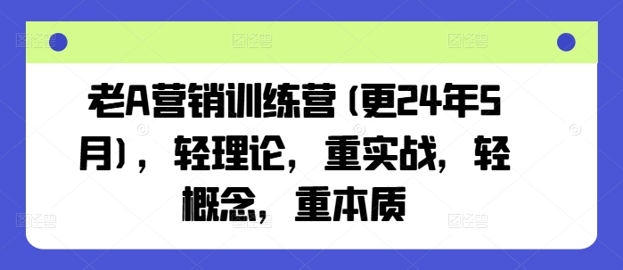 老A营销训练营(更24年11月)，轻理论，重实战，轻概念，重本质-天恒言财